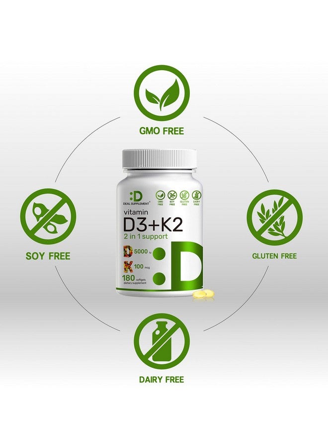 Eagleshine Vitamins عبوة 2 من فيتامين د3 ك2 سوفتغيل 360 حبة 21 مركب فيتامين د3 5000 وحدة دولية وفيتامين ك2 Mk7 يعزز صحة القلب والعظام والأسنان سهل البلع جداً - Image 4