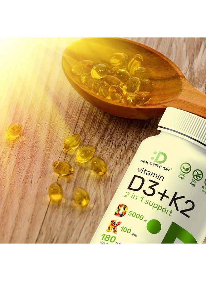 Eagleshine Vitamins عبوة 2 من فيتامين د3 ك2 سوفتغيل 360 حبة 21 مركب فيتامين د3 5000 وحدة دولية وفيتامين ك2 Mk7 يعزز صحة القلب والعظام والأسنان سهل البلع جداً - Image 5