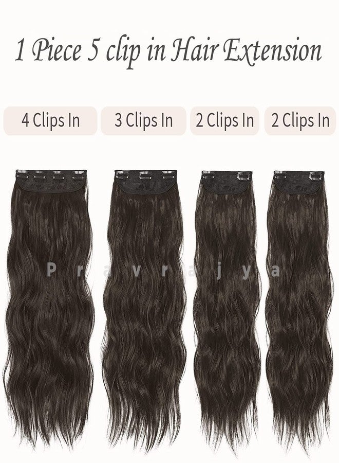 PRAVRAJYA Women's Hair Extension 22 Inch Natural Look Synthetic Wavy Dark Brown Hair 4 Pieces with 11 Clip Wig Cheap Fluffy & Not Tangled Women and Girls (Darkest Brown) - Image 4