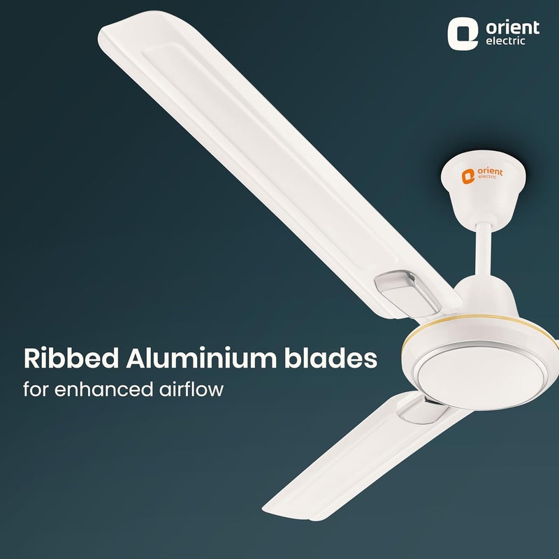 Orient Electric مروحة سقف ديكو زخرفية من أورينت إلكتريك 1200 مم بتدفق هواء قوي تصنيف نجمة BEE ضمان لمدة سنتين أبيض فضي عبوة من 1 - Image 2