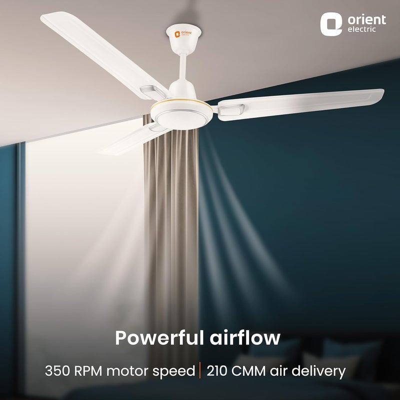 Orient Electric مروحة سقف ديكو زخرفية من أورينت إلكتريك 1200 مم بتدفق هواء قوي تصنيف نجمة BEE ضمان لمدة سنتين أبيض فضي عبوة من 1 - Image 3