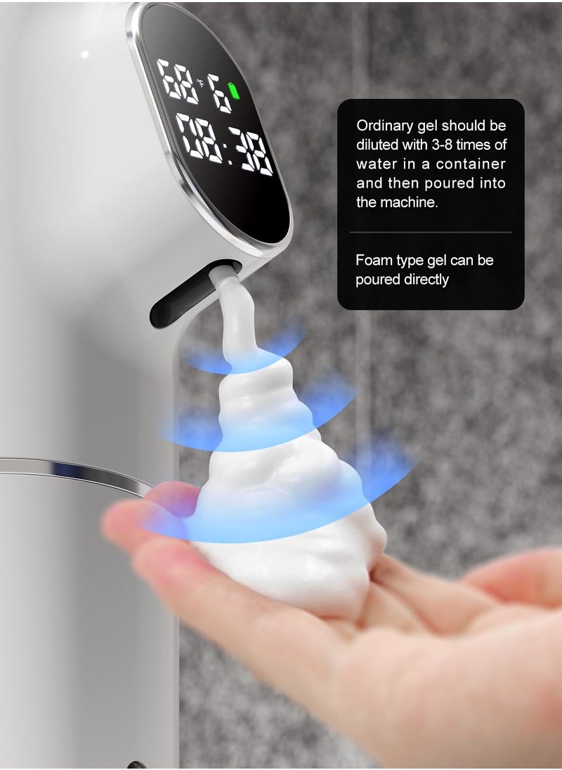 SYOSI - Automatic Foaming Soap Dispenser, Adjustable 5 Levels Foam, IPX6 Waterproof, Rechargeable with Time & Temperature Display, Touchless Soap Dispenser for Bathroom & Kitchen, White - Image 1