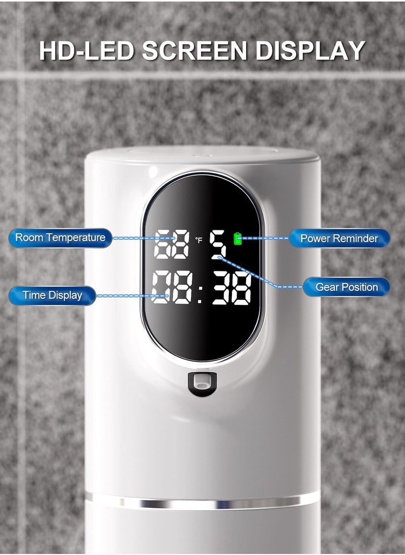 SYOSI - Automatic Foaming Soap Dispenser, Adjustable 5 Levels Foam, IPX6 Waterproof, Rechargeable with Time & Temperature Display, Touchless Soap Dispenser for Bathroom & Kitchen, White - Image 1