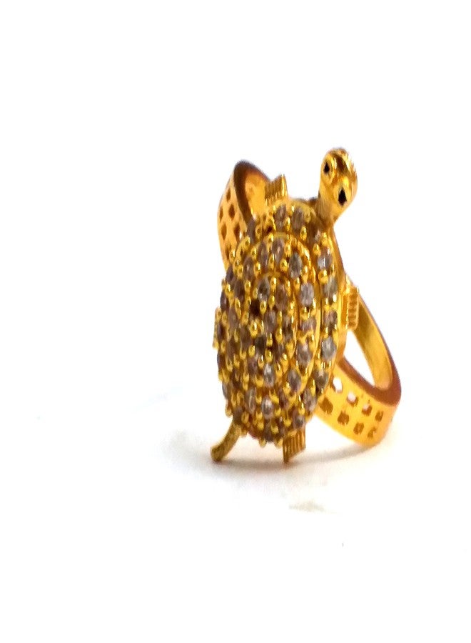 Astroghar Tortoise ashtdhatu jircon Finished Golden Polished Ring for Prosperity & Luck - Image 2