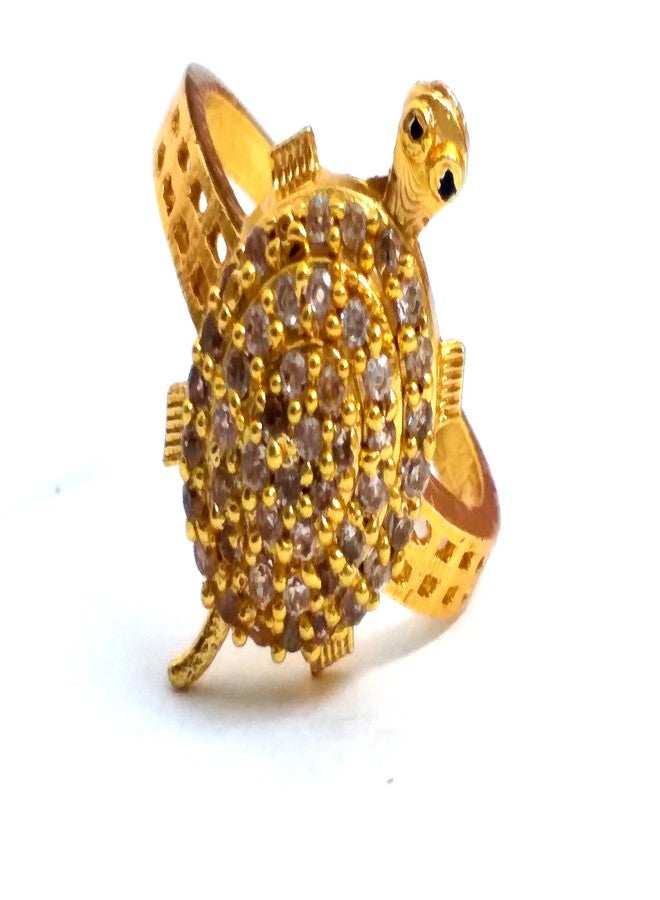 Astroghar Tortoise ashtdhatu jircon Finished Golden Polished Ring for Prosperity & Luck - Image 1