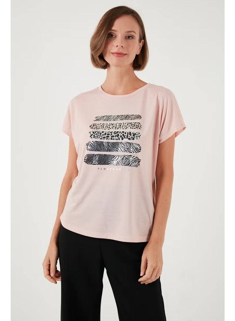 Lela Printed Crew Neck Regular Fit T Shirt Women's T Shirt 6671003 - Image 2