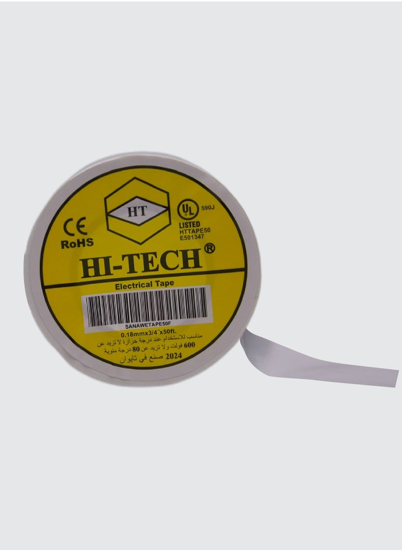 Hi-Tech - Electrical Tape - 50 FT White (Pack of 10) - Image 1