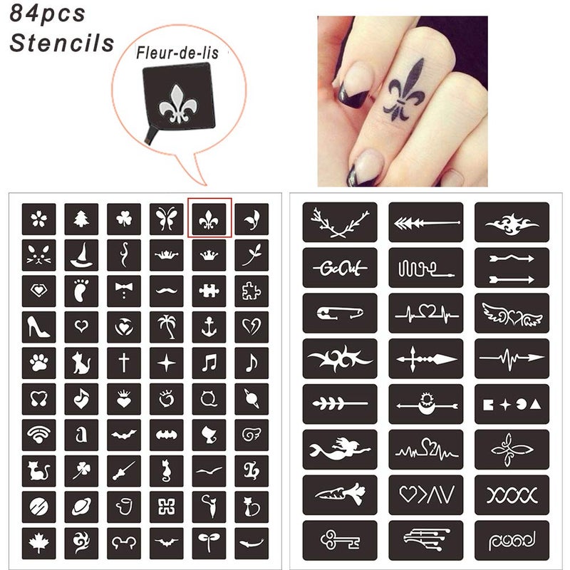 Charmark Fake Freckles Temporary Painting Kit 84 Pcs Stickers Stencils Full Kit 3 Bottles (Black*3) - Image 4