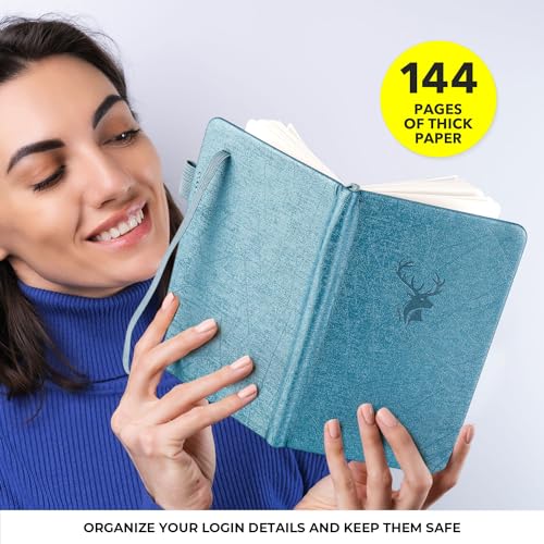 molekaus Password Book with Alphabetical Tabs Small Password Keeper with Extra Password Space to Change Password. Password Notebook for Home or Office for Internet Log In, 6.1 * 3.7in Light blue - Image 3