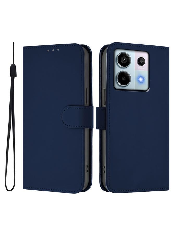 اس-توب جراب لهاتف Redmi Note 13 Pro 5G Global Skin Feel جراب هاتف من الجلد بلون سادة مع حبل - Image 2