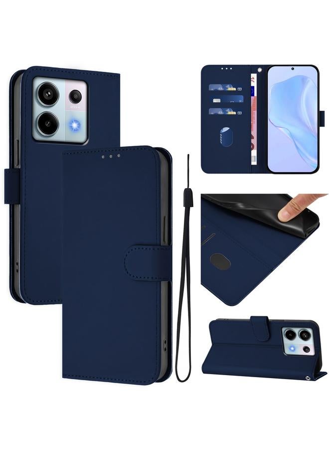 اس-توب جراب لهاتف Redmi Note 13 Pro 5G Global Skin Feel جراب هاتف من الجلد بلون سادة مع حبل - Image 1