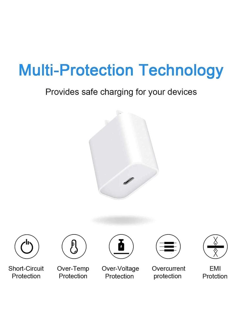 Raxoom 20W PD Charger for iPhone 14 | iPhone 14 Pro with Charger Adapter with C Type Cable Compatible for iPhone 13 Charger | iPhone 12 | iPhone 11 | iPhone X | 8 Series and Later(Adapter+Cable)-White - Image 2