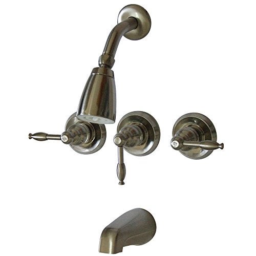 Elements of Design Magellan EB238KL Three Handle Tub and Shower Faucet, Brushed Nickel - Image 3