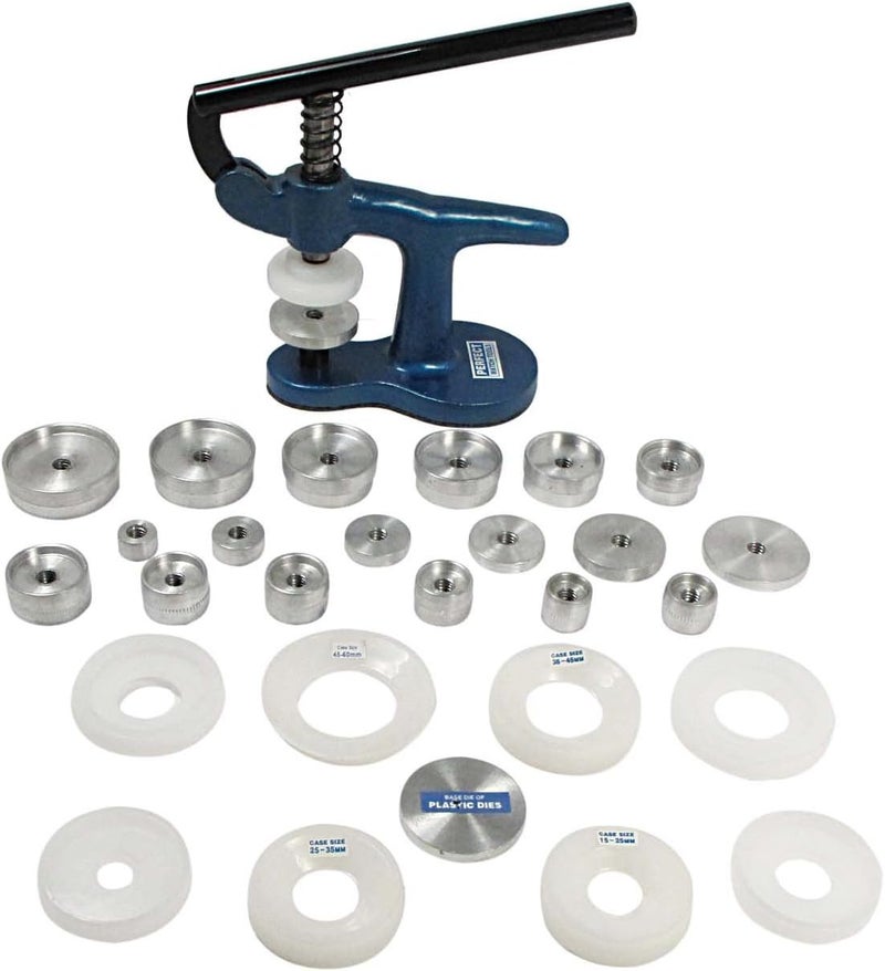 SE 30Pc Watch Glass  Back Fitting Press Tool Set with Cast Iron Machine and Assorted Dies JT1228 - Image 1