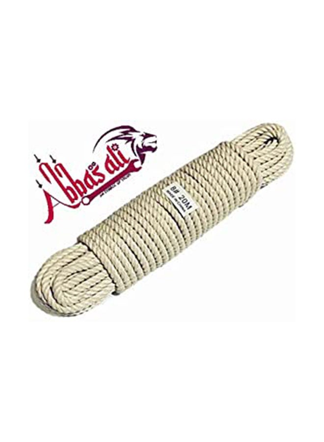 ABBASALI حبل قطن طبيعي ملتوي ثقيل 8 مم × 20 م للحبال اليدوية، زينة، حرف يدوية، خطوط ملابس، تخييم، ربط، ملحقات حديقة متعددة الاستخدامات - Image 1