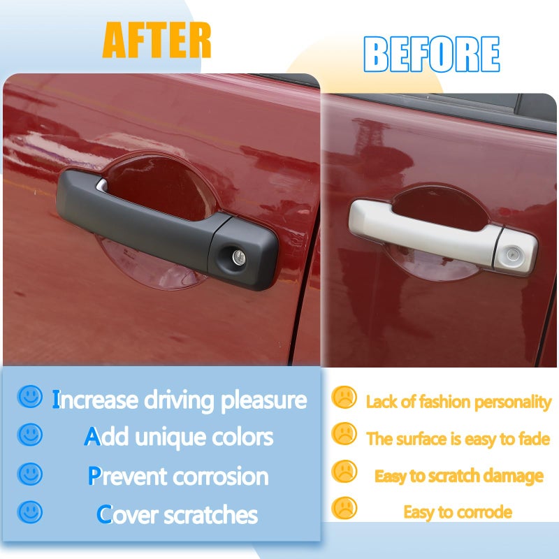 LLKUANG ABS Car Exterior Door Handle Decorative Cover Trim Fit for Toyota FJ Cruiser Handle Accessories 4pcs/Set (Matte Black) - Image 2