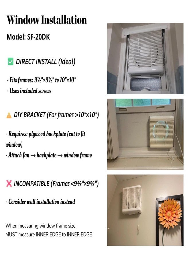 SAILFLO 8 Inch Window Shutter Exhaust Fan with Reversible Airflow, 297CFM 30W Wall-Mounted Quiet Ventilation Fan Air Intake Extractor for Bathroom Home Bedroom Attic, φ8 Inch Impeller - Image 5