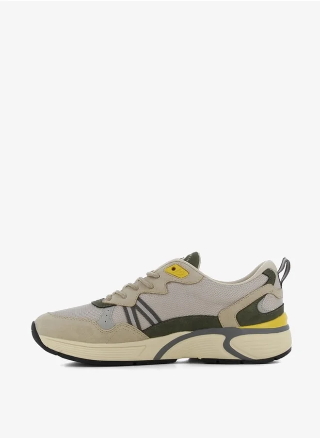 اس جي Men's Textured Sneakers with Lace-Up Closure