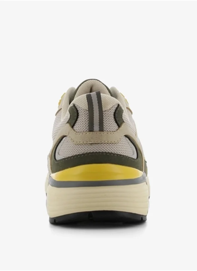 اس جي Men's Textured Sneakers with Lace-Up Closure
