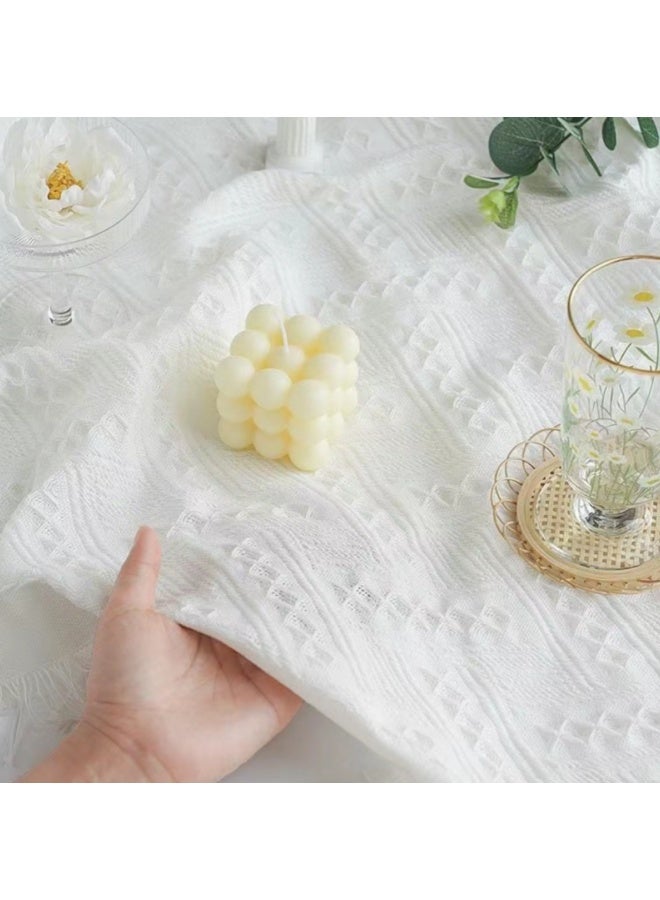 شبيلي مفرش طاولة مربع مقاس 130×130 سم، مفرش طاولة للطاولات المربعة والمستديرة، مفرش طاولة قابل للغسل ومقاوم للغبار، غطاء طاولة كلاسيكي لحفلات الزفاف والمنزل والمطبخ والمطعم وديكور الطاولة - Image 5