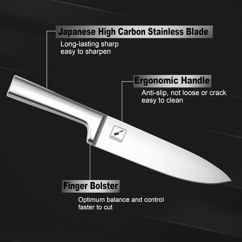 imarku 15 PCS Knife Set: Kitchen Knife Set with High Carbon Stainless Steel, Knife Block Set with Dishwasher Friendly Ultra Sharp Professional Chef Well Balance Knives Set, Best Gifts for Women Men - Image 5
