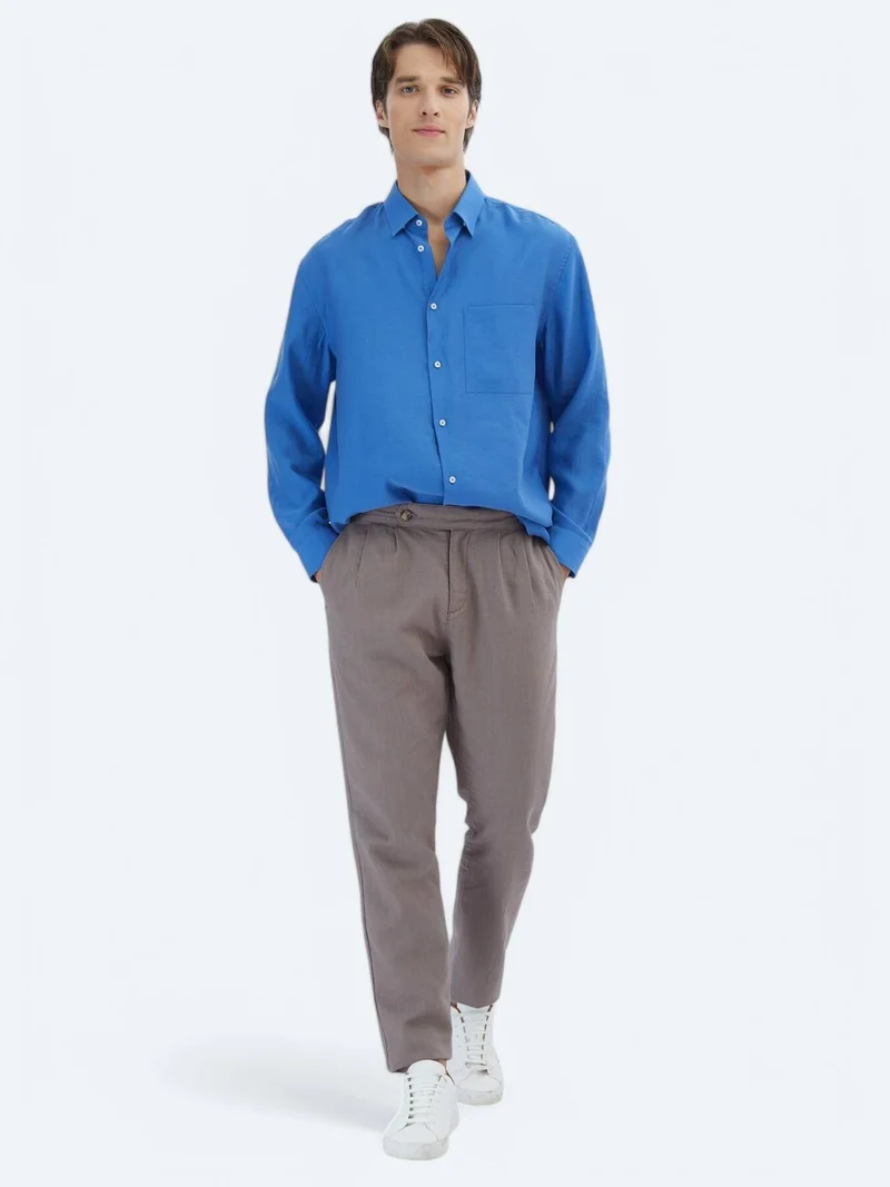 Kip Saks Plain Oversize Fit Long Weaving Casual Shirt