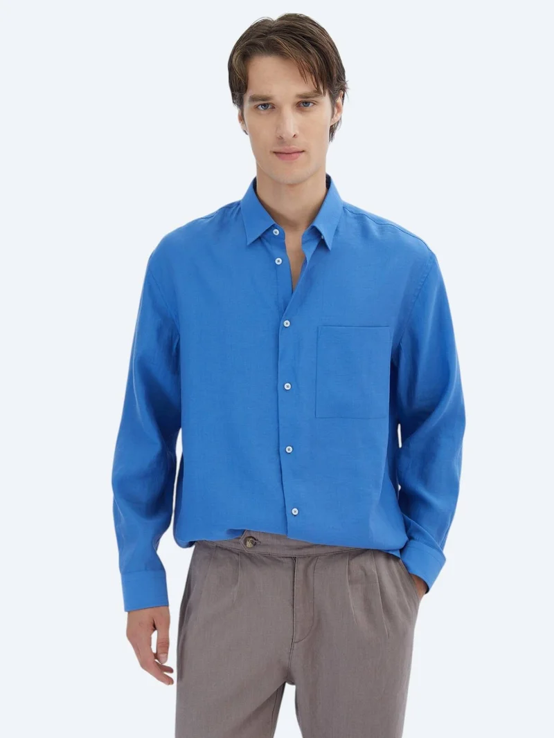 Kip Saks Plain Oversize Fit Long Weaving Casual Shirt