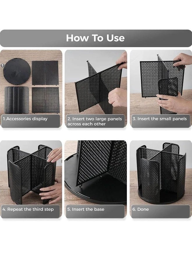 Beauenty Rotatable Cup and Lid Organizer with 4 Compartments, Coffee Cup Dispenser, Paper Cup Storage Holder, for Countertop Bathroom Kitchen Bedroom Coffee Shop (Black)  - Image 4