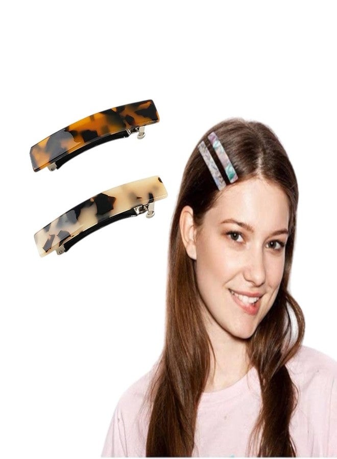 ECLATE ACCESSORIES 2 Pcs Hair Barrettes for Women Large Barrettes Hair French Clips Pin Retro Clasp for Mom Gifts Women Accessories, Colors(Multicolor,Classic) (THIN) - Image 1