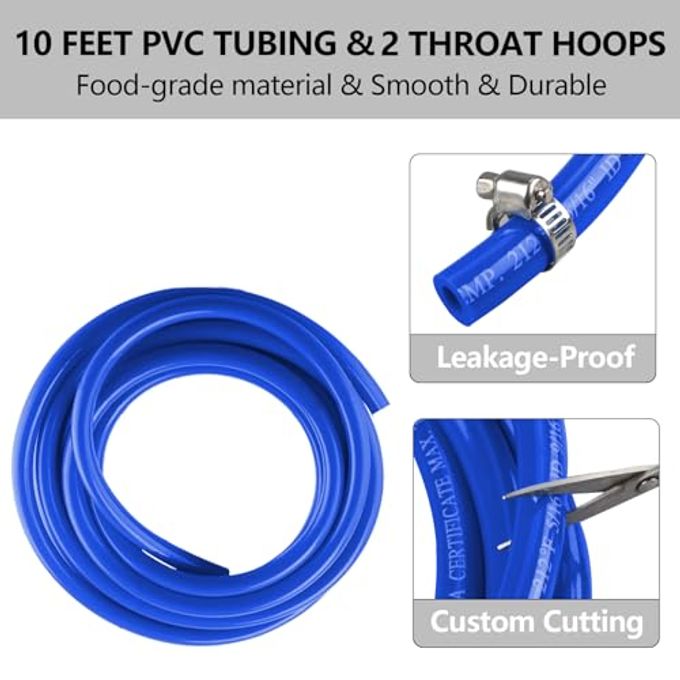 LUCKEG Gas Line Assembly Including Blue Beer Gas Line ID 5/16",OD 9/16" Length 10ft, CO2 Hose Clamps for Kegerator Draft Beer Brew,Cornelius Keg Homebrewing and Wine making - Image 3