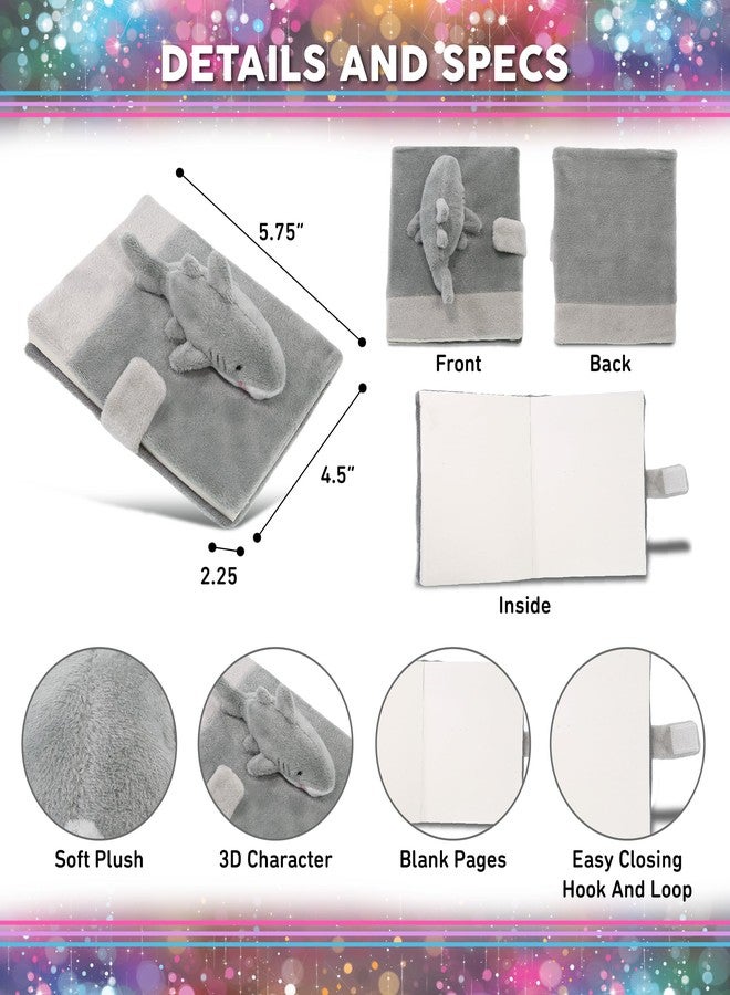 Puzzled DolliBu Shark Plush Journal Notebook - Stuffed Shark Notebook for Girls and Boys, Cute Ocean-Themed Stationary Writing Journal or Diary for Kids and Adults - 80 Pages, 4.5x5.75 Inches - Image 2