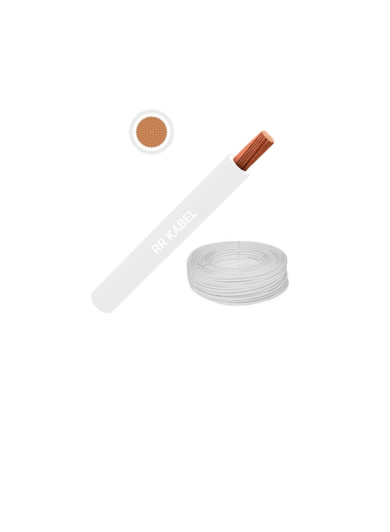 RR Multi Strand Pure Copper Single Core Flexible Cables Trirated Electrolytic Conductor up to 105C Fire Resist Electric Panel Wire BS6231 ISO9001 CE Compliant 100Y 90m Roll 0.75mm White - Image 1