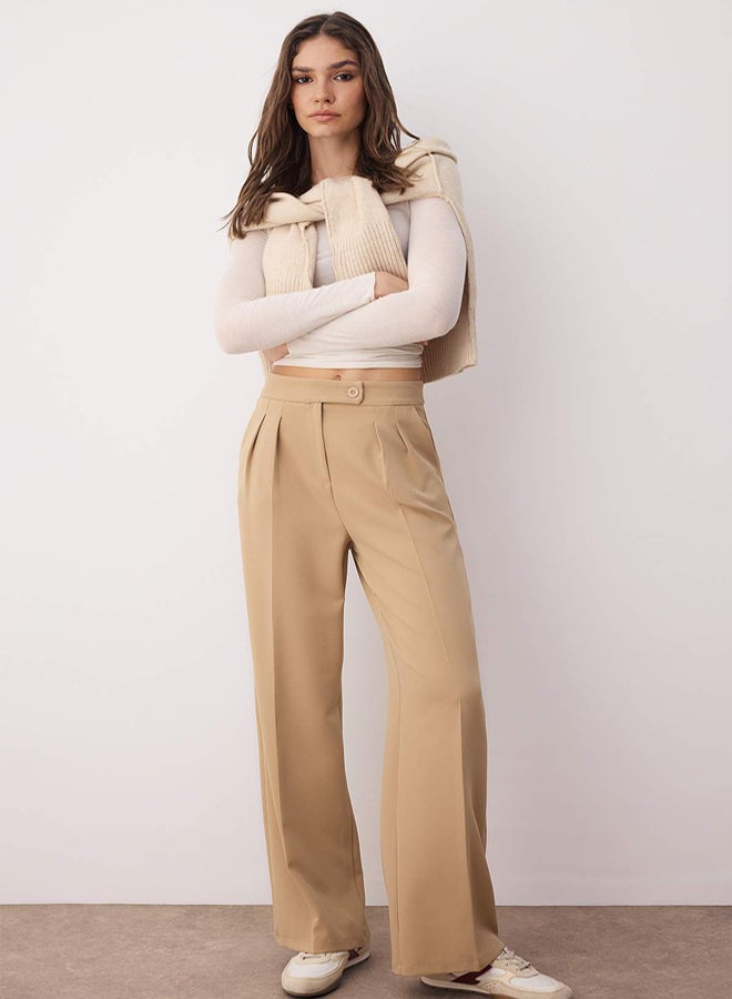 trendyol Mink Wide Leg High Waist Woven Fabric Trousers - Image 2