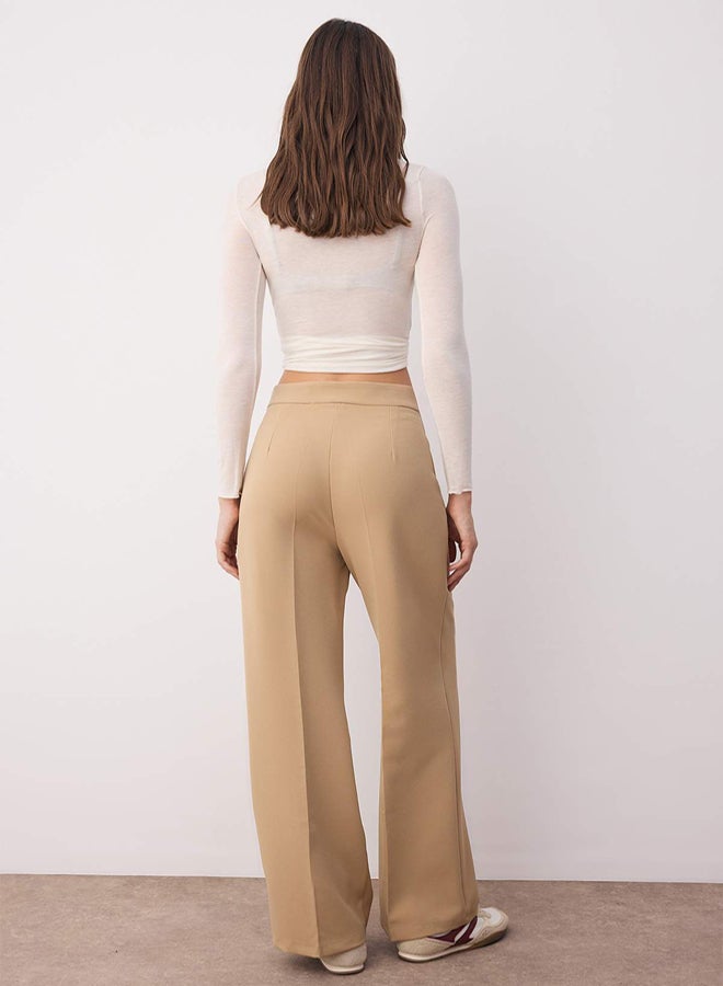 trendyol Mink Wide Leg High Waist Woven Fabric Trousers - Image 4