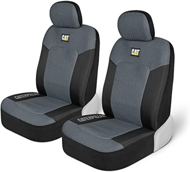 كات أغطية مقاعد سيارات Caterpillar MeshFlex لسيارات الركاب والشاحنات ومركبات الدفع الرباعي (مجموعة من قطعتين) – أغطية مقاعد سيارات باللون البيج للمقاعد الأمامية، حماة مقاعد الشاحنات بظهر شبكي مريح، أغطية داخلية للسيارة - Image 3