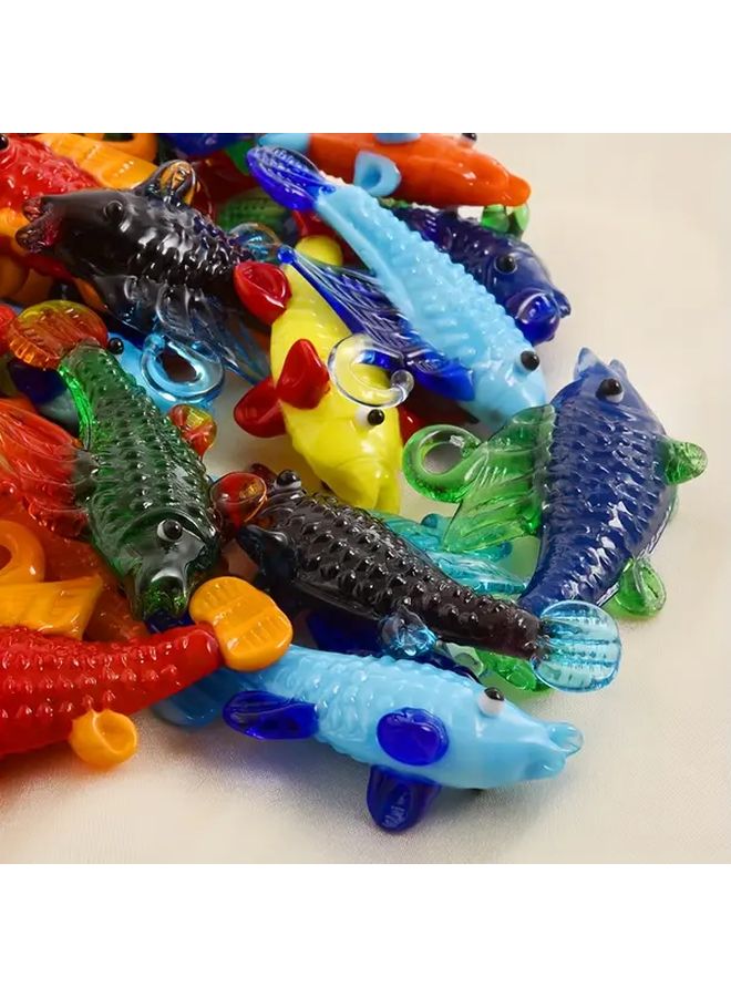 Vintage Bohemian Style 3D Fish Pendant Charm Glass Handmade Jewelry Making Supplies - Image 3