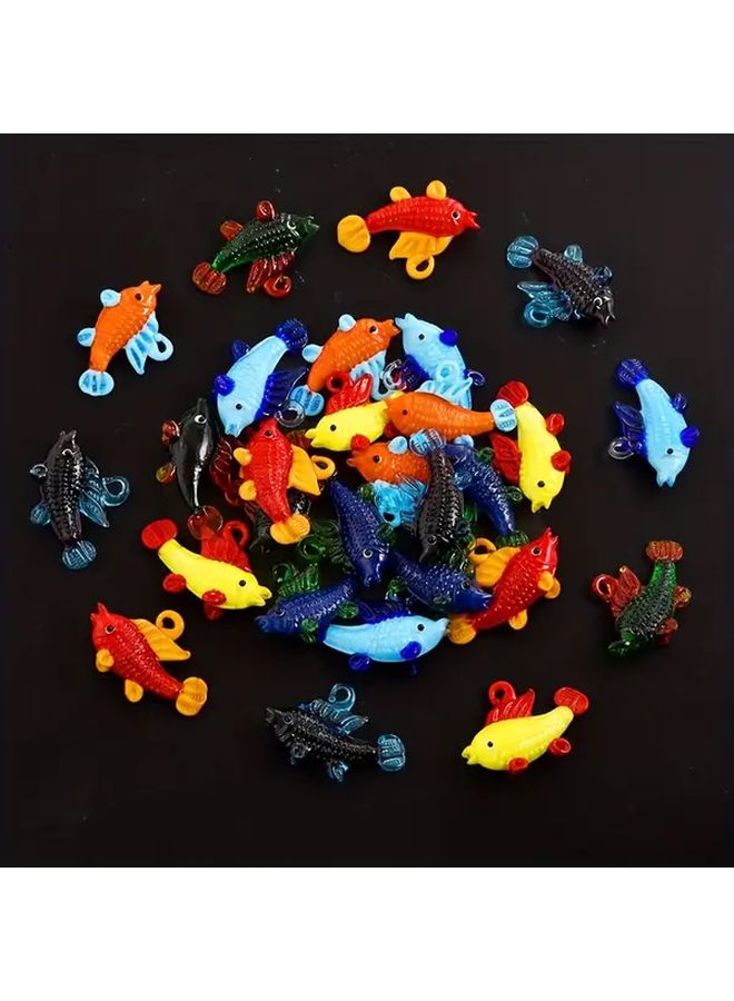 Vintage Bohemian Style 3D Fish Pendant Charm Glass Handmade Jewelry Making Supplies - Image 5