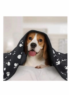 KASTWAVE Paw Print Pet Blanket, Soft Fleece Dog Cat Cushion, Puppy Kitten Sleep Pad, Washable Warm Soft Fluffy Fleece Blankets, 60x70cm, Black  - Image 4