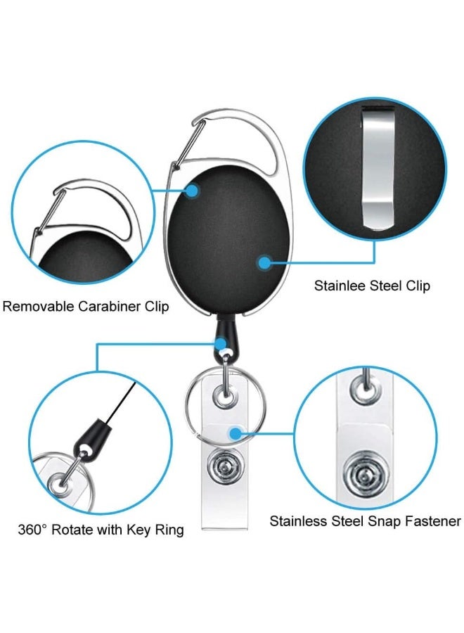 Selizo 6 Packs Retractable Badge Holder Badge Reel Carabiner ID Keychain with Clip, Assorted Color - Image 1