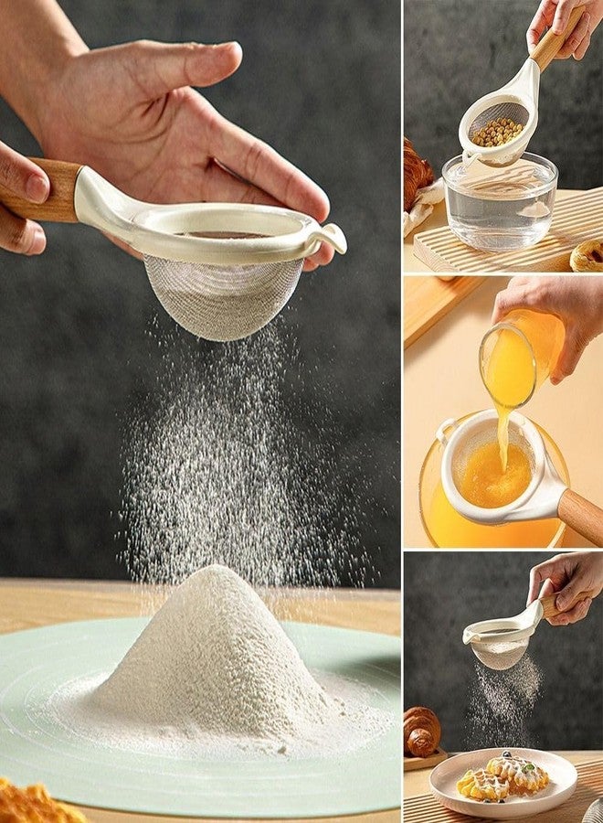 hobbyme Stainless Steel Fine Mesh Strainer Kitchen Flour Sieve Wood Handle Filter for Removing Juice Tea Slag Pastry Making Baking Tools - Image 2