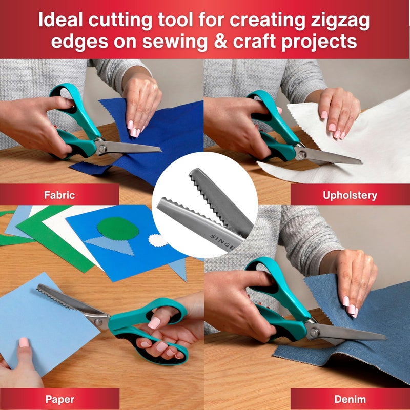 SINGER ProSeries 9" Pinking Shears - Heavy-Duty Stainless Steel - Zigzag Cut for No-Fray Fabric, Sewing & Craft Edging - Image 5