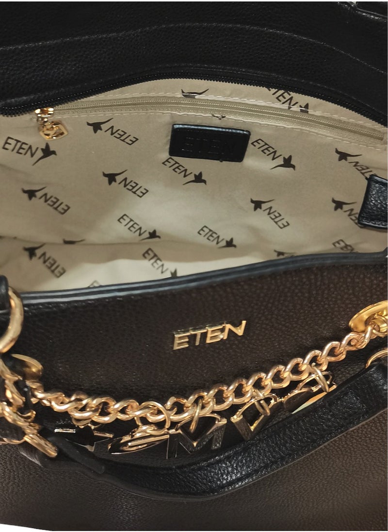 Generic - ETEN Black Leather Handbag 34*25 cm - Image 1