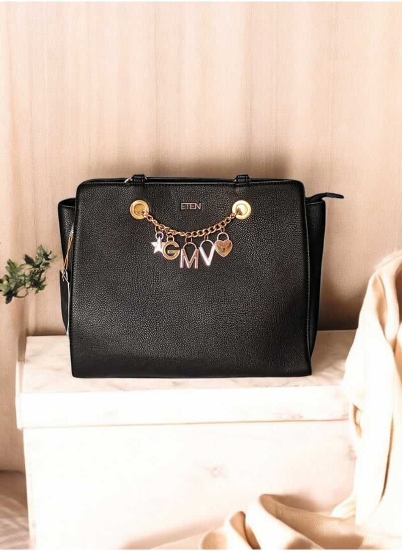 Generic - ETEN Black Leather Handbag 34*25 cm - Image 1