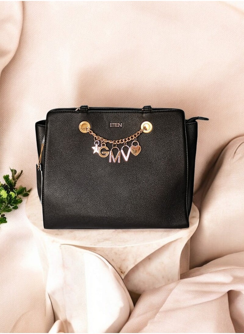 Generic - ETEN Black Leather Handbag 34*25 cm - Image 1