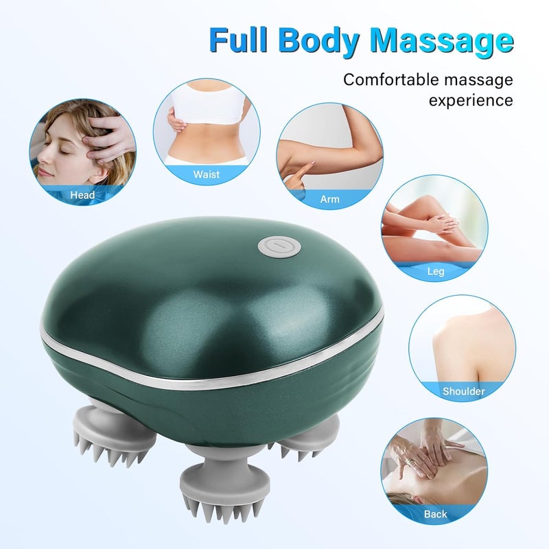 Electric Scalp Massager Hair Growth, Portable Head Scratcher Massager, Handheld Waterproof Head Massager Scalp Stress Relax, Cat Massager, Dog Massager, Green - Image 3