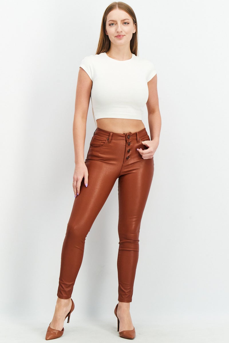 Blank NYC Women Regular Fit Solid Pants, Brown  - Image 4