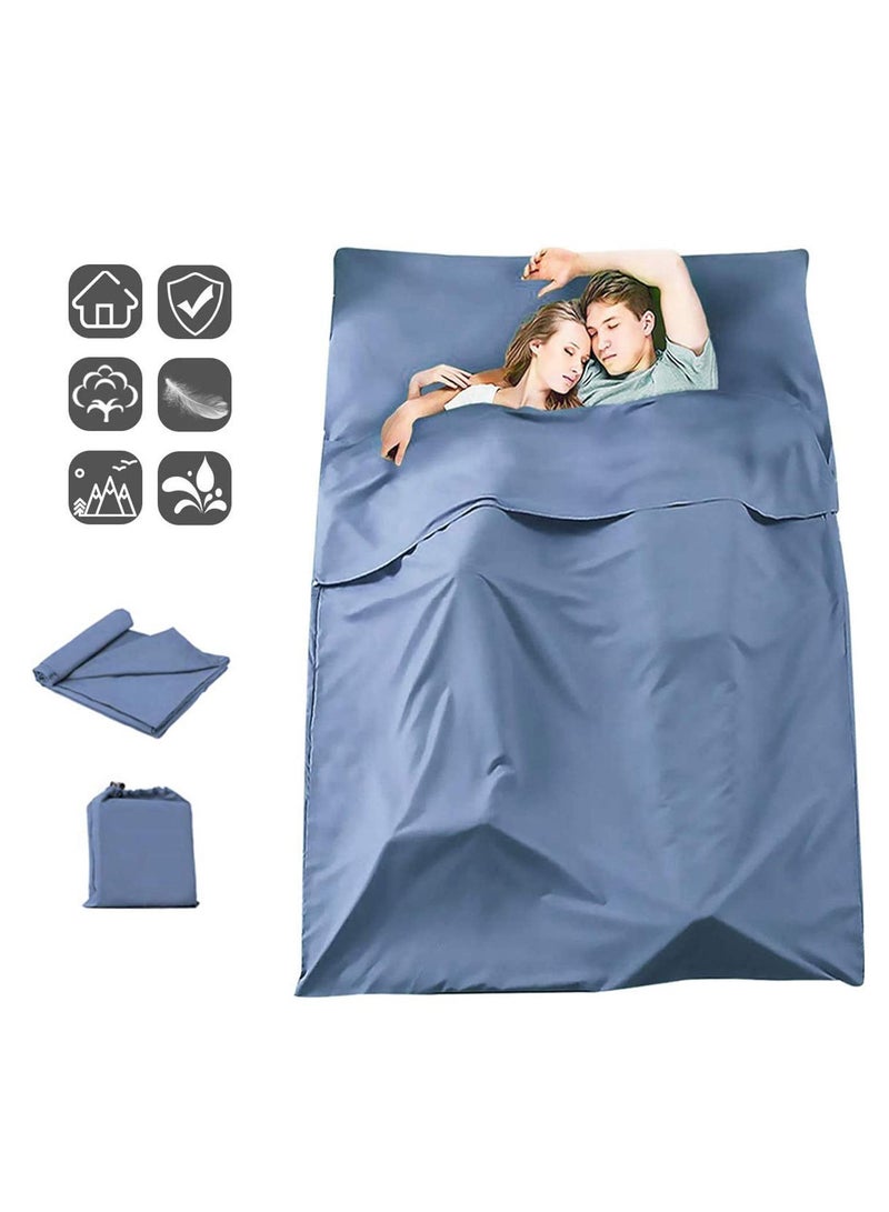 Sleeping Bag Liner Envelope Design Travel Sheet for Camping Backpacking Hiking Hotel Portable with Compression Sack Comfortable Breathable Easy to Clean 180 x 210cm Blue  - Image 1