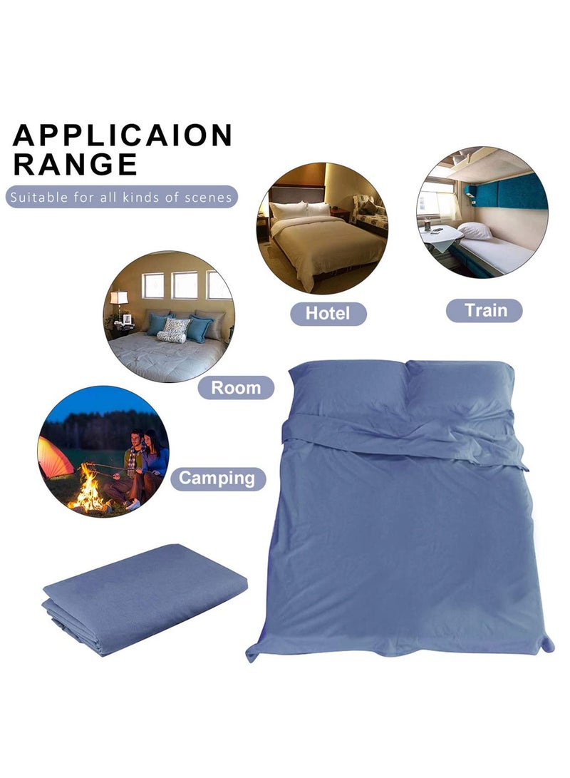 Sleeping Bag Liner Envelope Design Travel Sheet for Camping Backpacking Hiking Hotel Portable with Compression Sack Comfortable Breathable Easy to Clean 180 x 210cm Blue  - Image 2