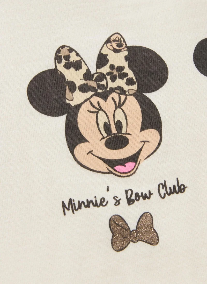 Matalan Girls Cream Minnie Mouse Bow Long Sleeve Top