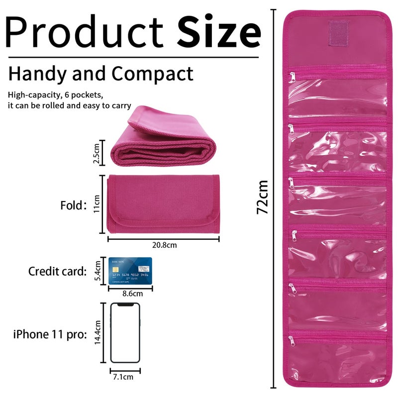 VOCHIC Money Pouch, Money Organizer for Cash with 6 Zippered Pockes, Cash Bill Organizer, Money Bag Small Travel Money Holder for Budgeting, Receipt and Tips(Berry) - Image 3